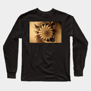 Abstract Floral Neutral Botanical Print Long Sleeve T-Shirt